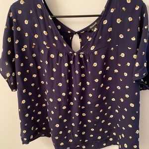 Madewell Navy Floral Blouse
